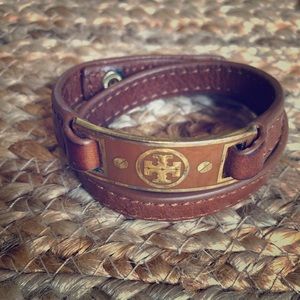 Tan Tory Burch wrap bracelet